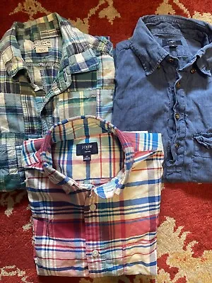 Jcrew Lot 3 XS Short Sleeve Shirts Patchwork Cotton Linen Plaid Oxford • $10
