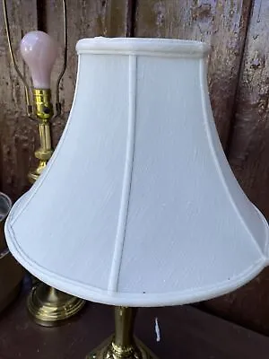 MID CENTURY TEXTURED LAMP SHADE Bell Shaped 6 Paneled Ribbed  Silk Vintage • $33