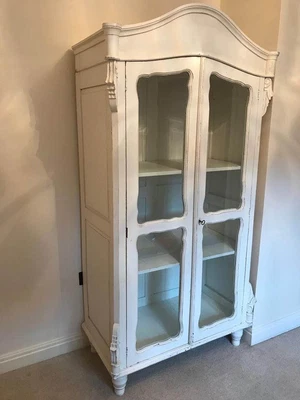 £595 • Buy Antique Vintage Pine Glass Display Cabinet Dresser Linen Press Cupboard