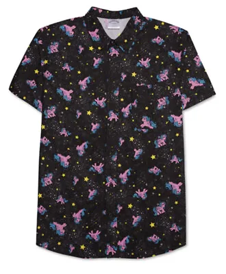 My Little Pony Firefly Woven Button Down Short Sleeve Shirt SM Black Pink Unisex • $49.99