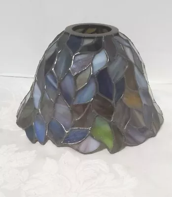 Tiffany Style Stained Slag Glass Lamp Shade Shades Of Blue Green Purple  • $42.99