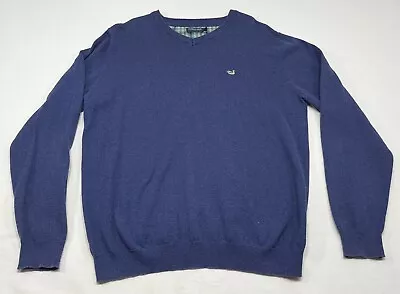 Southern Marsh Sweater Mens Large Blue V Neck Long Sleeve Logo - Read • $39