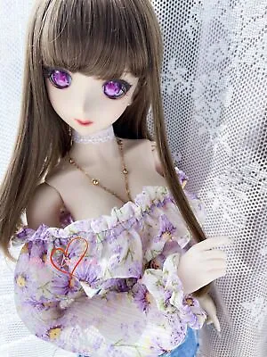 1/4MSD 1/4Puyoo 1/4蜜桃体 1/3SD BJD Clothes Purple Floral Off-shoulder Crop Top • $22.28