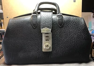 Kruse Vintage Doctor Bag - Black Top Grain Cowhide Leather W Crest Lock (No Key) • $80