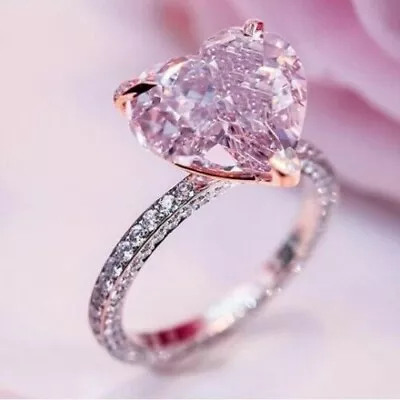 2.66Ct Lab Created Pink Sapphire Halo Engagement Ring 14K White Gold Plated • $99.05