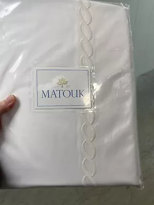 $275 Matouk India New 1pc King Flat 350TC Cotton Percale Classic Chain White • $139