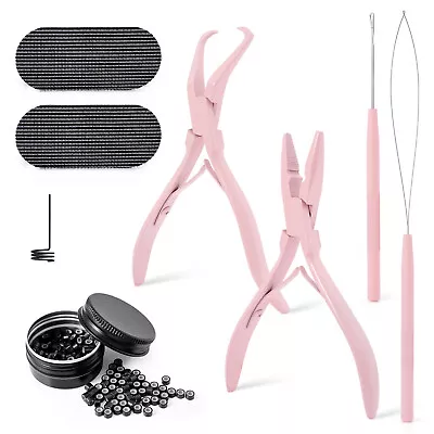 Hair Extensions Kit I-Tip Clamping Pliers Closer & Opener 200 Microlinks Tools • $26.31