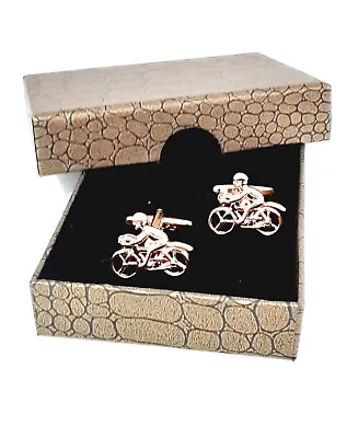 £9.75 • Buy Cycle Cycling Cufflinks Racing Bike Bicycle Rose Gold Plated  BE010