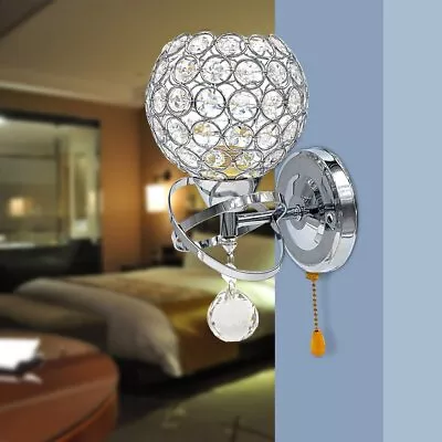 UK Modern Chrome Crystal LED Wall Light Lamp Sconce Bedroom Hallway Living Room • £14.99