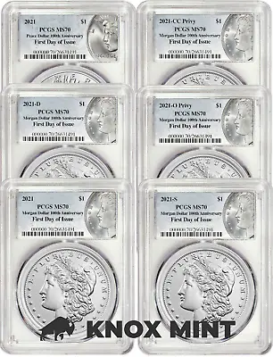 2021 Morgan & Peace Dollar Complete 6 Coin Set PCGS MS70 First Day Of Issue • $3499.95