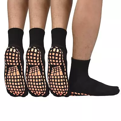 ELUTONG Men Non Slip Sticky Grips Socks 3 Pairs Tile Wood Floors Anti-Skid Wo... • $13.19