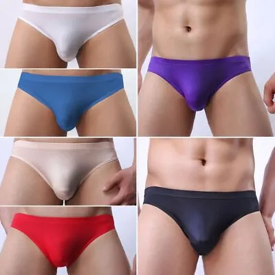 Seamless Sheer Pouch Mini Bikini Men Underwear Ice Silk Briefs Thin Underpants • £5.11