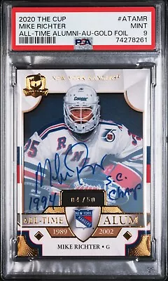 PSA 9 2020 Upper Deck The Cup All-Time Alum Gold Foil Mike Richter Auto /50 • $189.88