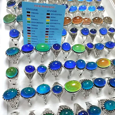 Wholesale 20 Mix Mood Color Change Emotion Alloy Silver Plate Rings Ring Jewelry • $12.99