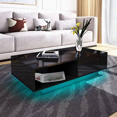 $159.99 • Buy Hommpa High Gloss LED Coffee Table W/ 4 Drawers Living Room With Rem