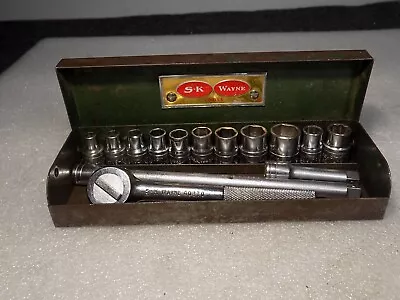 14 Pc. S-K Wayne 1/4  Dr. 6Pt. Socket Set 3/16 -1/2 -Box Paint Wear • $60