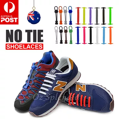 No Tie Elastic Shoelaces Kids  Trainer Unisex Sneakers Sport Shoe Laces Runner • $4.95