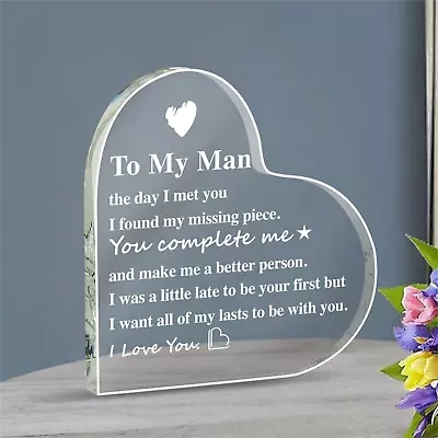 To My Man Gift 3.9''x3.9'' I Love You Gift For HimAcrylic Heart Gifts For Gifts • $14.24