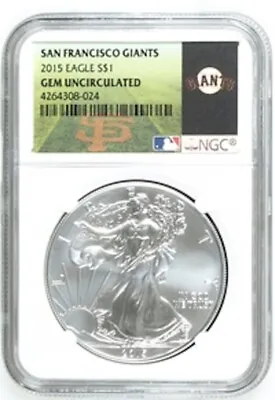 2015 MLB Series American Silver Eagle San Francisco Giants Label NGC Gem UNC • $95