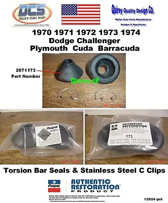 1970 71 72 73 74 Cuda Challenger Torsion Bar Boots Seals & SS Clips 2071173 USA • $32.99