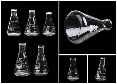 50-250mlGlass Erlenmeyer FlaskGround Joint Conical BottleLab Glassware • $6.97