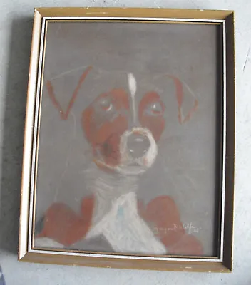 Vintage 1965 Pastel Painting Tiger The Dog Signed Margaret Wolfe Framed • $90