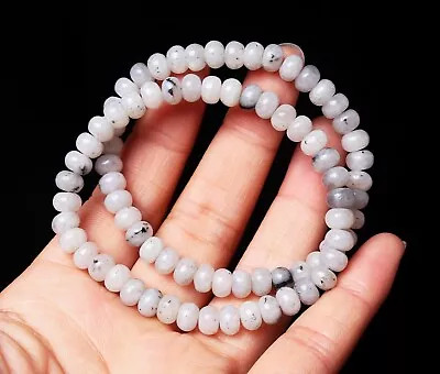 6mm 2pcs Natural Moonstone Strong Blue Light Crystal Beads Bracelet • $4.75