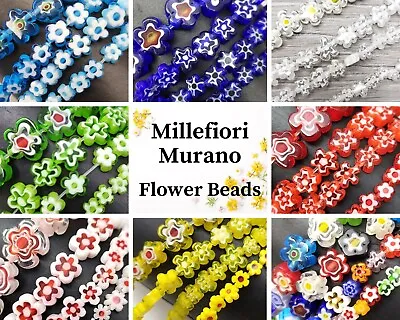 Flower Millefiori Murano Glass Lampwork Spacer Bead Crystal 15  4mm 6mm 8mm 10mm • $4.99