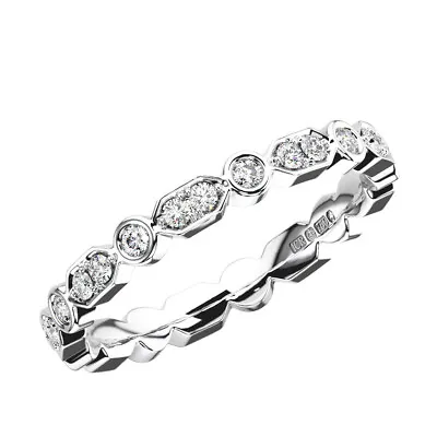 0.50 Ct Round Brilliant Cut Diamond Full Eternity Wedding Ring 9K White Gold • £446.16