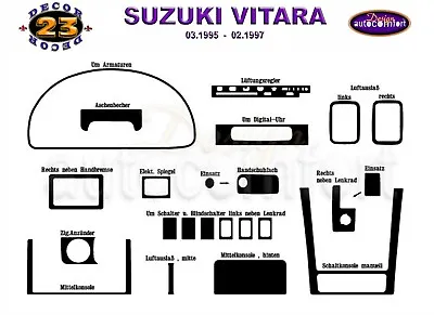 FOR SUZUKI GRAND VITARA Interior Dash Trim Kit 3M 3D 23-Parts Burl RHD 1995-97 • $87.21