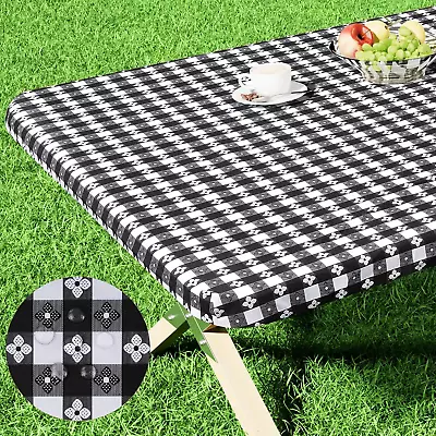 Rectangle Picnic Table Cloth Waterproof Elastic Fitted Outdoor Table Covers For • $16.88