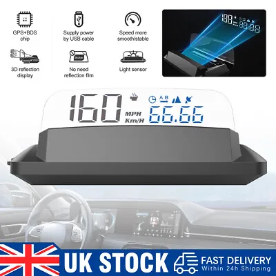 Car Digital GPS Speedometer HUD Head-up Display Overspeed Warning Alarm KMH MPH* • £34.88