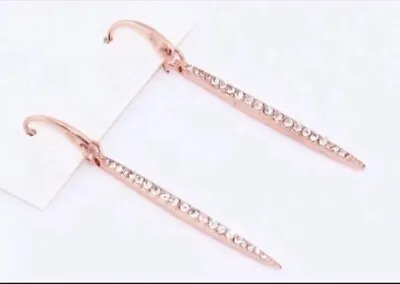 Michael KORS Rose Gold Swarovski Crystal Bar Matchstick Dangle Earrings NWOT • $28.99