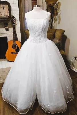 Gorgeous Vintage Mori Lee Princess Ball Gown Wedding Dress Ivory - Size 14 • $79.99