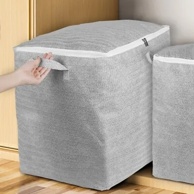 Clothes Storage Bags Zipped Organizer Underbed Wardrobe Cube Closet Boxes • £4.49