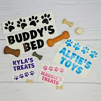 Personalised Vinyl Decal Sticker For Dog/Puppy/Cat/Kitten Jar/Toy Box/Bowl/Crate • £2.95