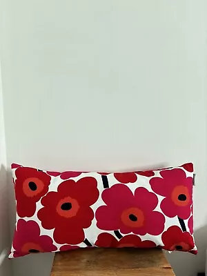 Marimekko Unikko Pink Orange Poppies Lumbar Pillow • $42.99