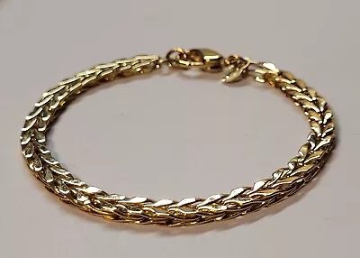 VTG Monet Gold Braided Chain Link Bracelet W/Branding Tab/Lobster Clasp 7  EUC • $18