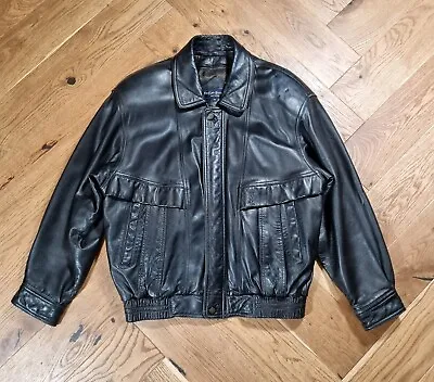 Yves Saint Laurent Black Leather Bomber Jacket Removable Liner M Vintage  • £599.99