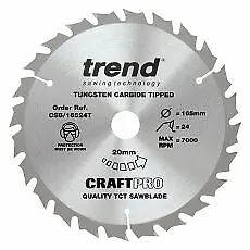 £21.80 • Buy Trend Craft Pro 165mm Dia 20mm Bore 24 Tooth Combination Cut Thin Kerf Saw Blade