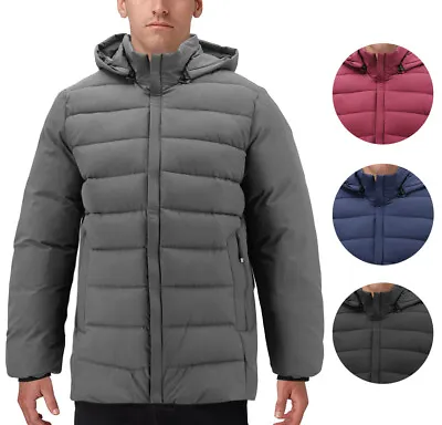 Men’s Heavyweight Insulated Microfiber Removable Hood Quilted Zip Puffer Jacket • $50.39