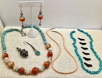 Vintage Native American Turquoise/Spiny Oyster Neckearpendbeads Lot. • $59.99