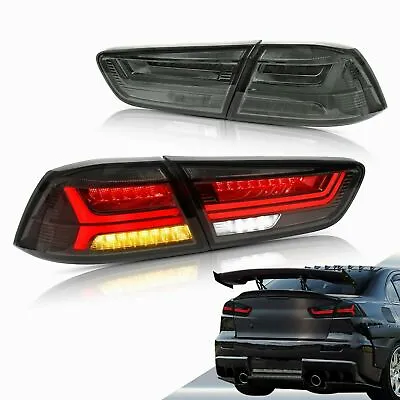$192.99 • Buy 2x Smoked LED Tail Lights Rear Lamps For 08-17 Mitsubishi Lancer EVO LH+RH Side
