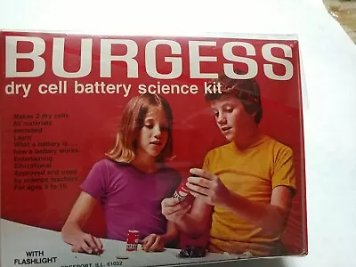 Vintage 1970s Burgess Dry Cell Battery Flashlight Science Kit New Old Stock NOS • $50