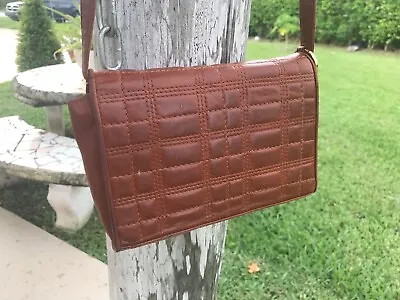 Vintage Mark Cross Brown Quilted Leather Flap Shoulder Purse Bag • $49.99