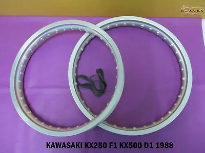 $125.96 • Buy Fit KAWASAKI KX250 F1 KX500 D1 1988 ALU SILVER FRONT & REAR WHEEL RIM SET [ES948
