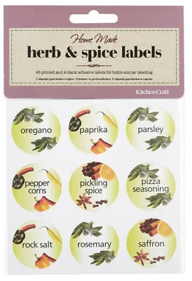£2.99 • Buy Kitchen Craft 3.5cm Round Self Adhesive Herb & Spice Jar Labels 45 Per Pack