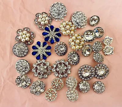 32 Pcs Mixed Sparkling Crystal Rhinestone Pearl Metal Shank Buttons • $19.50