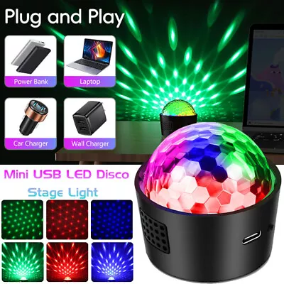 Sound Active Mini RGB LED Disco Club DJ Crystal Magic Ball Effect Stage Light US • $5.99