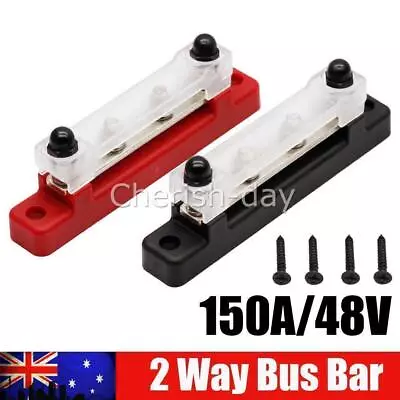 2 Way 2X Bus Bar Power Distribution Terminal Block 12V 150A Busbar Red & Black Z • $19.45